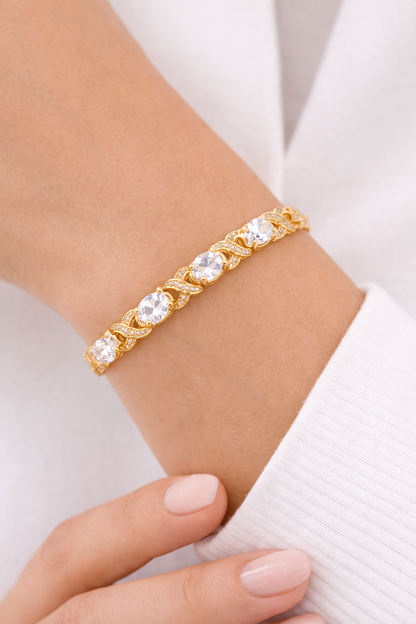 Elegant Gold Plated Crystal Bracelet
