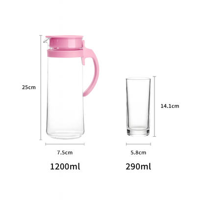 5-Piece Household Glass Water Pitcher & Tumbler Set