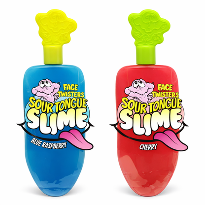 2-Pack Face Twisters Sour Tongue Slime Candy – Blue Raspberry & Cherry