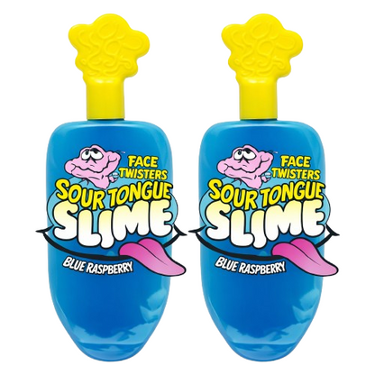 2-Pack Face Twisters Sour Tongue Slime Candy – Blue Raspberry & Cherry