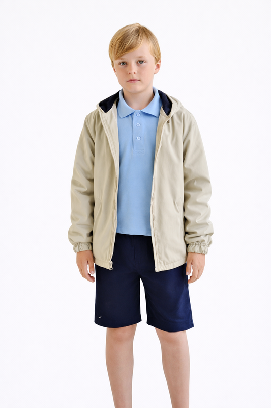 Unik Boys Waterproof Hooded Jacket – Lightweight Zip Front (Sizes S–XL)