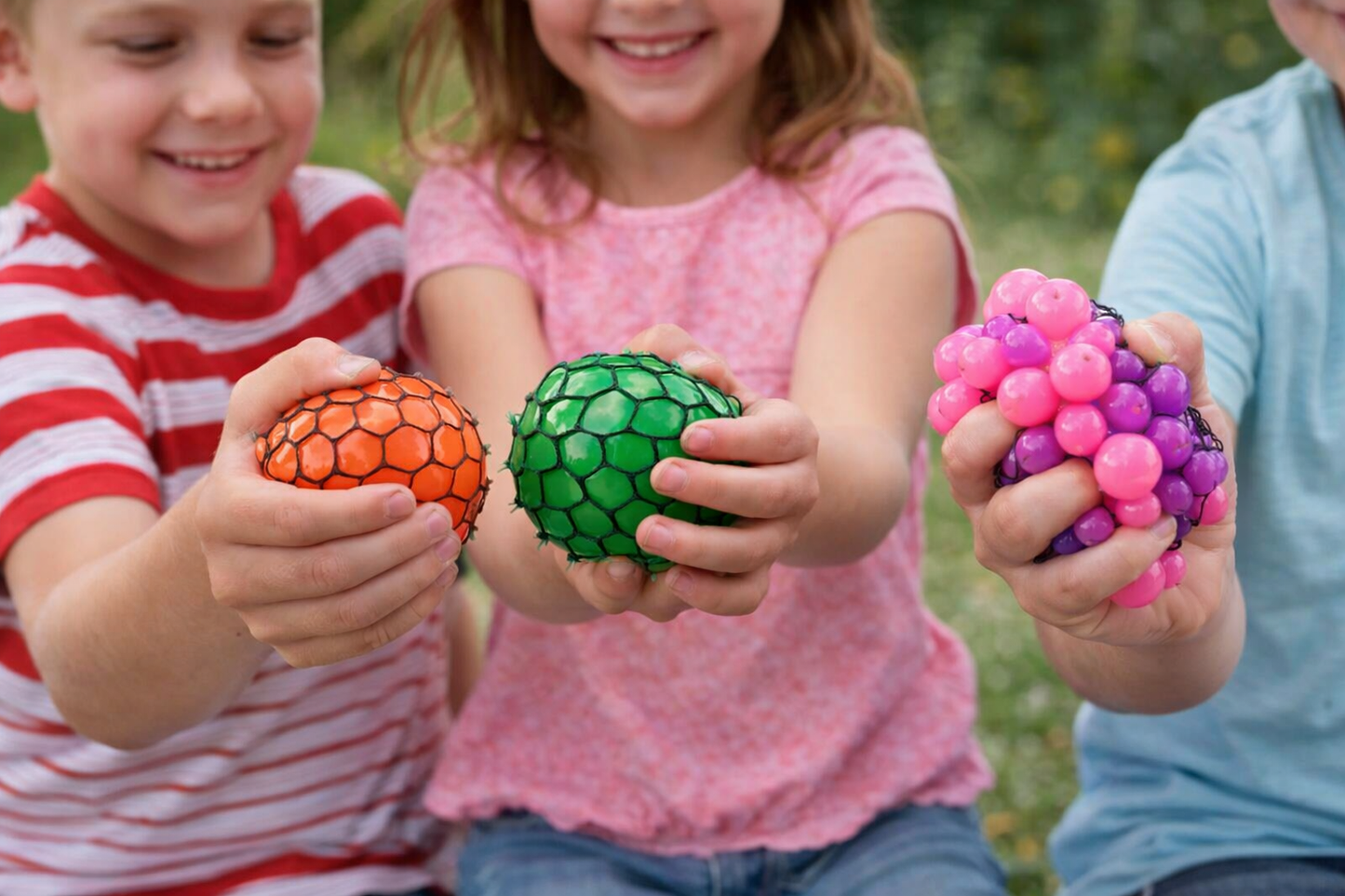 2-Pack (3 inch) Mesh Stress Balls – Sensory Squeeze Toys for Kids, Anxiety Relief & ADHD Support
