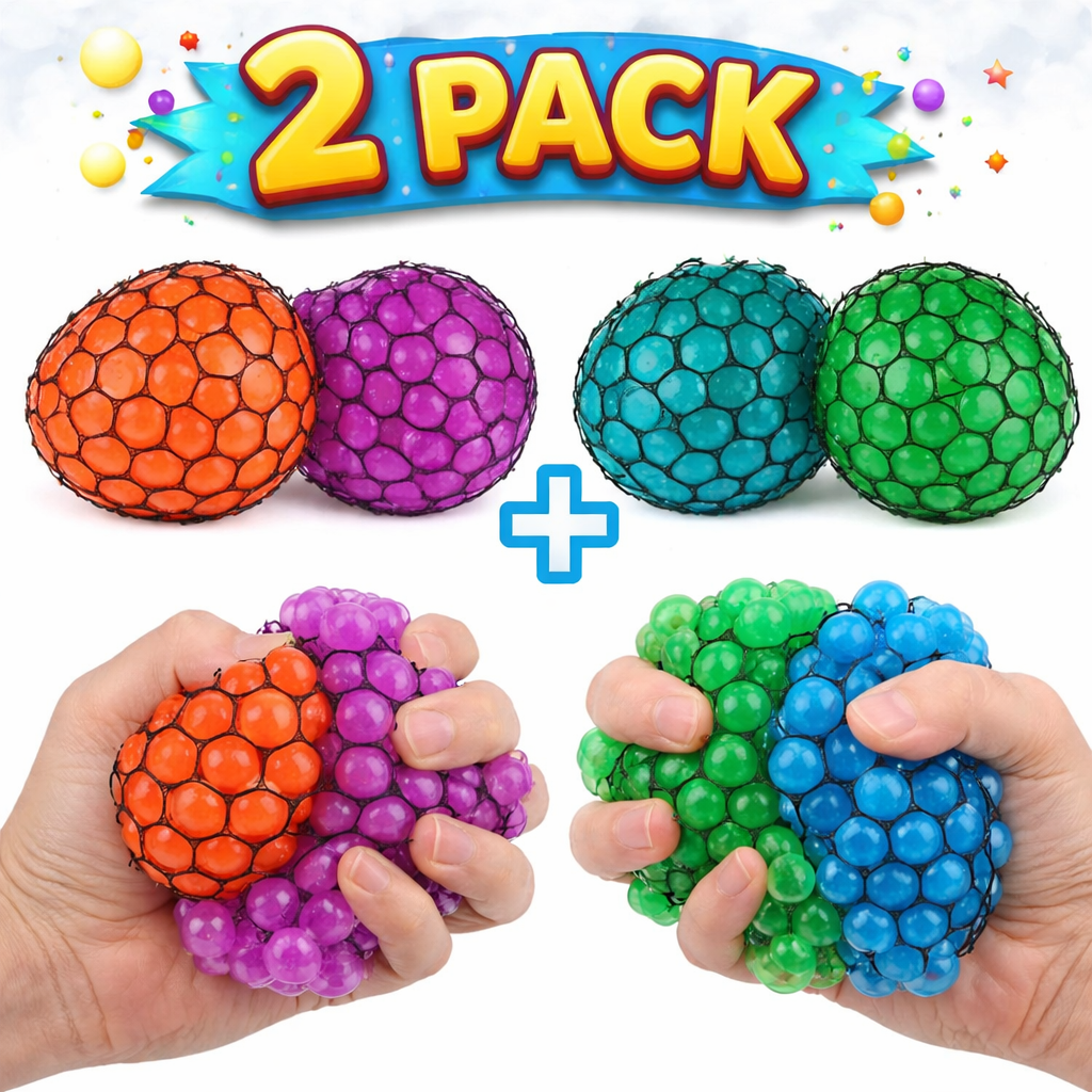 2-Pack (3 inch) Mesh Stress Balls – Sensory Squeeze Toys for Kids, Anxiety Relief & ADHD Support