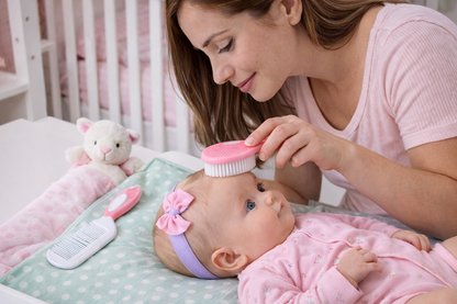 Kokibebe Baby Comb and Brush Set for Newborns, Soft Bristle Hairbrush and Infant Scalp Massager