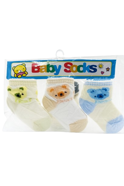 Assorted 3-Pair Baby Socks – Unisex Cartoon Designs (3–9 Months)