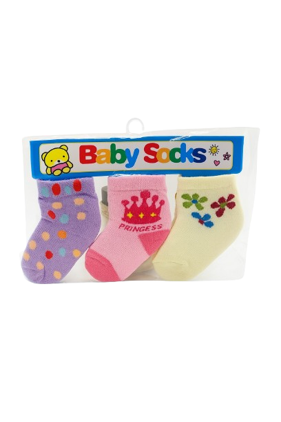 Assorted 3-Pair Baby Socks – Unisex Cartoon Designs (3–9 Months)