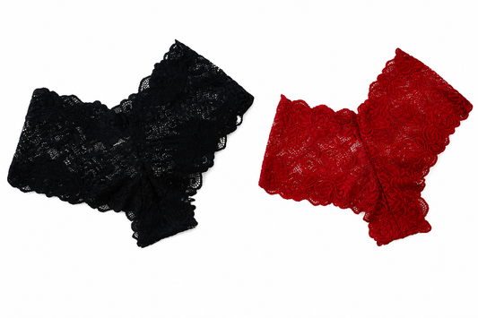 Women’s Lace Mid-Rise Cheeky Panties, 2 Pairs