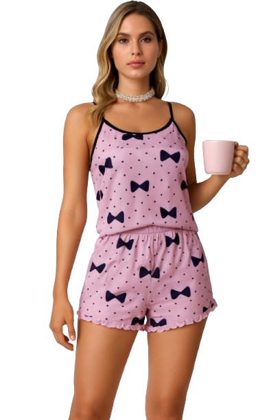 Women 2-Piece Heart or Bow Pajama Short Set