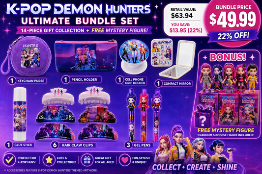 K-Pop Demon Hunters Ultimate Bundle Set – 14-Piece Gift Collection with FREE Mystery Figure