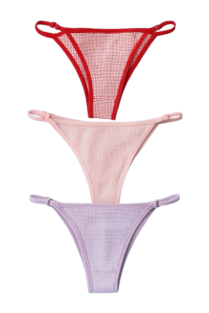 Women's 3-Pack Low-Waist Textured Bikini Underwear - Pink, Red, and Purple