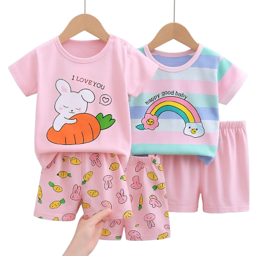 Girls' 2PC T-Shirt & Shorts Set Rainbow / 3-24 Months