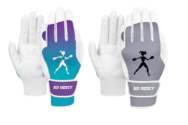 No Mercy Sports Adult Softball Batting Gloves – Teal/Purple & Gray/Black Performance Grip
