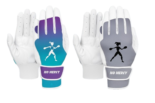No Mercy Sports Adult Softball Batting Gloves – Teal/Purple & Gray/Black Performance Grip