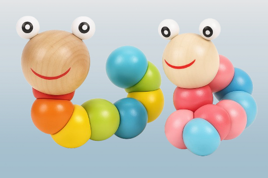 Wooden Flexible Caterpillar Toy – Colorful Sensory Learning Toy