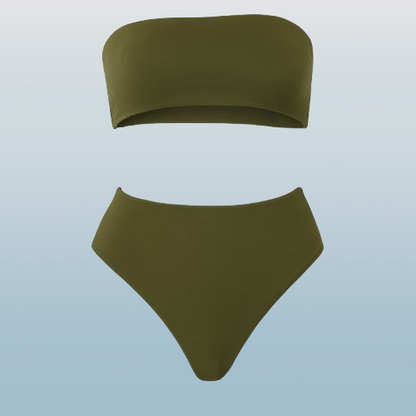 Women’s Bandeau Bra Top & High-Waist Panty Set – Soft Seamless Comfort