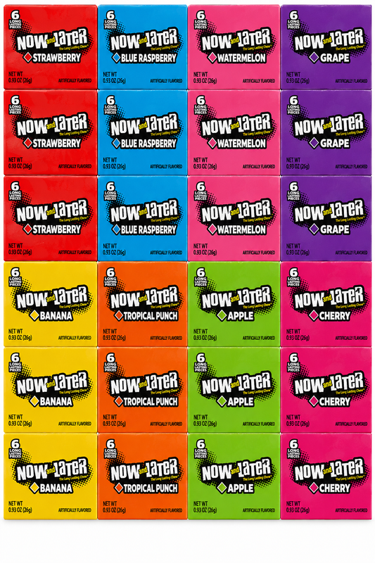 Now and Later Assorted Fruit Chewy Candy Bars 24 Count Variety Pack