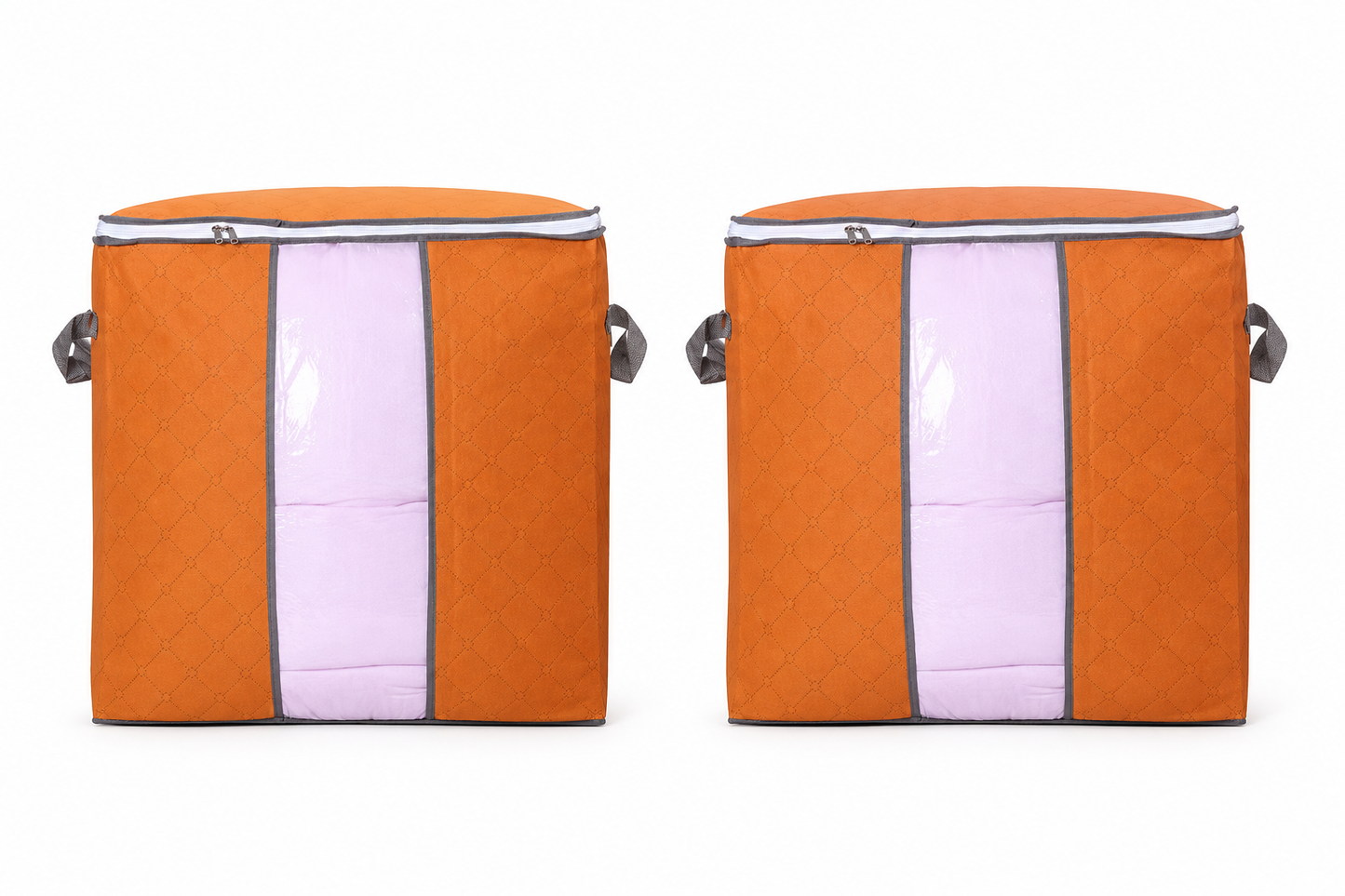 2-Pack Large Foldable Storage Bag with Handles – Transparent Front Window