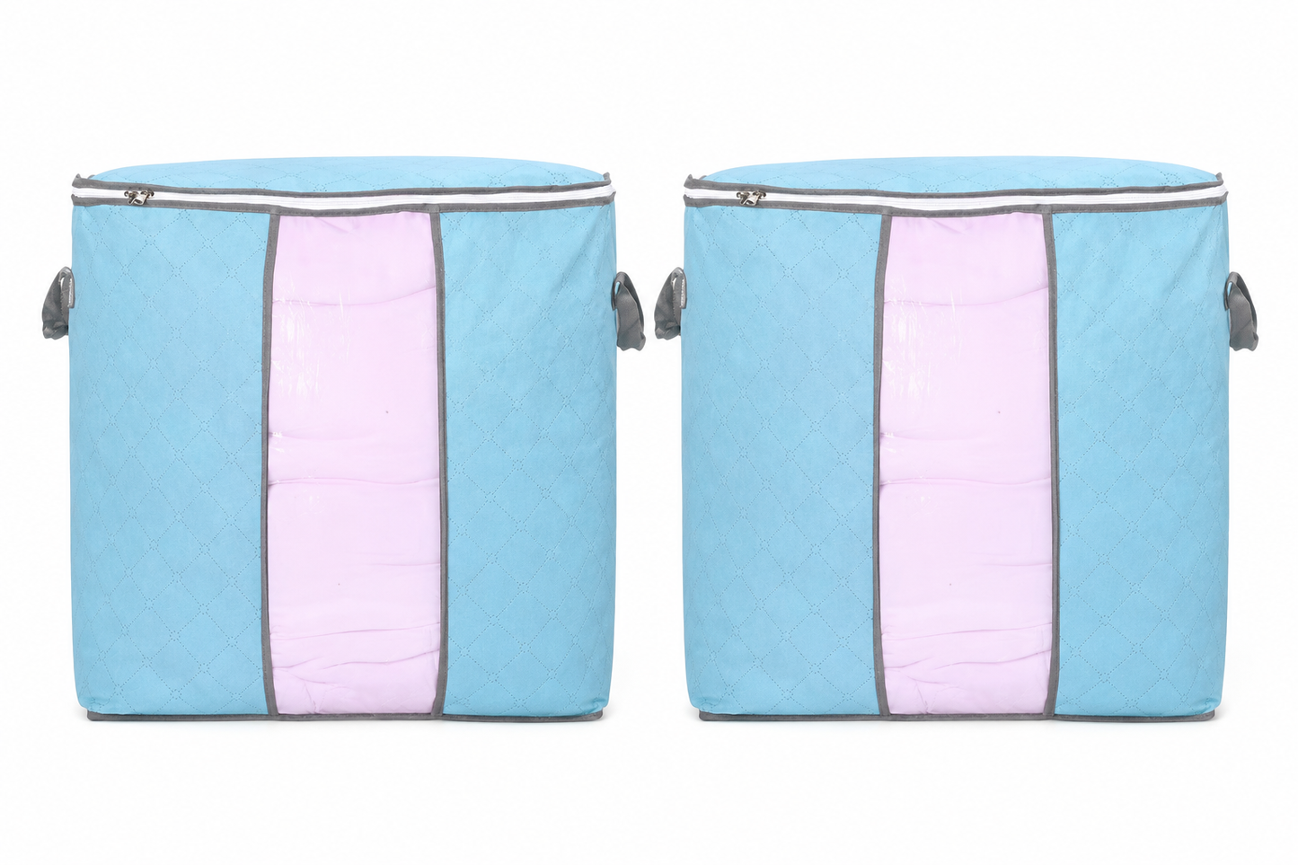 2-Pack Large Foldable Storage Bag with Handles – Transparent Front Window