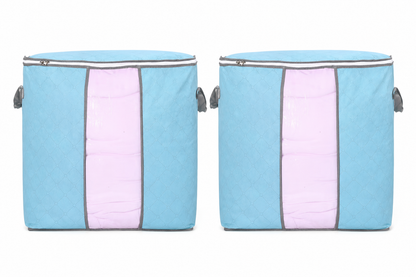 2-Pack Large Foldable Storage Bag with Handles – Transparent Front Window