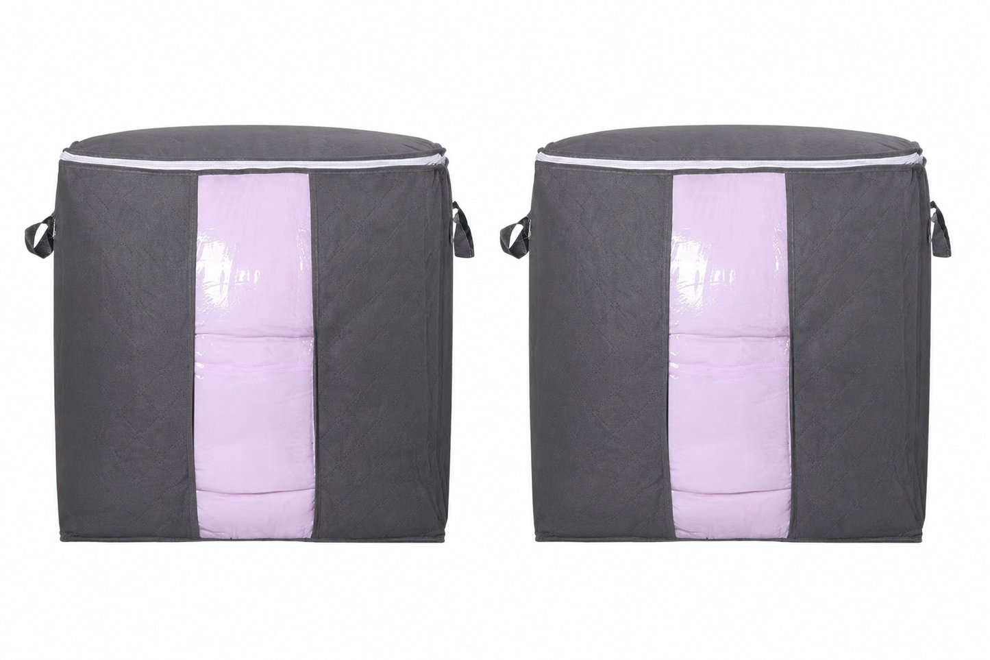 2-Pack Large Foldable Storage Bag with Handles – Transparent Front Window