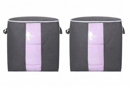 2-Pack Large Foldable Storage Bag with Handles – Transparent Front Window