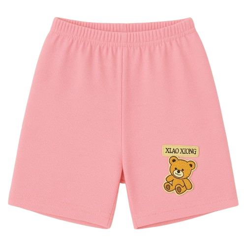 Girls’ Soft Cotton Bear Shorts – 2-Pack (Random Color Mix)