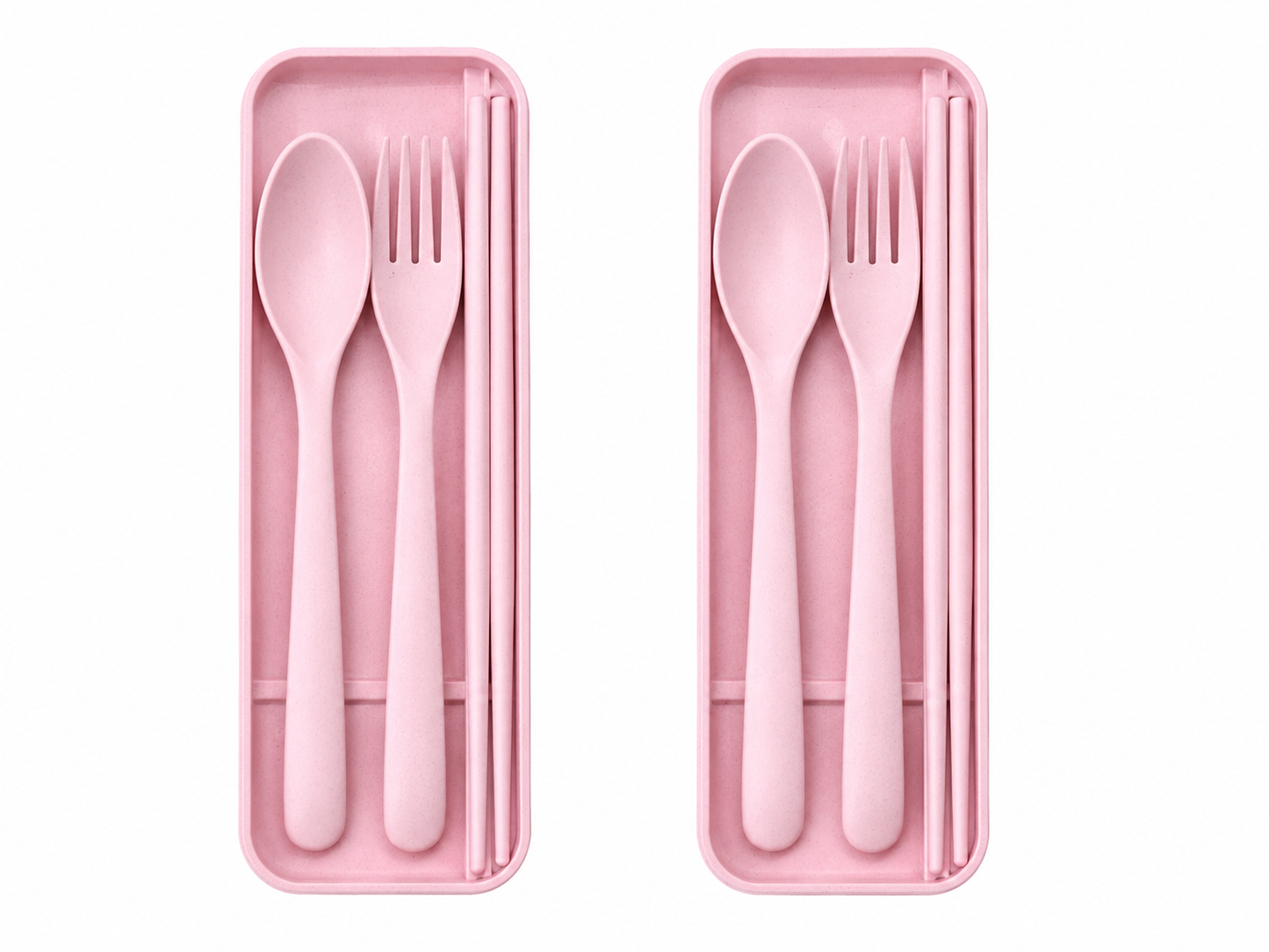 2-Pack Eco-Friendly Wheat Straw Portable Utensil Set – Compact Travel Cutlery Kit