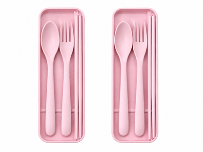 2-Pack Eco-Friendly Wheat Straw Portable Utensil Set – Compact Travel Cutlery Kit