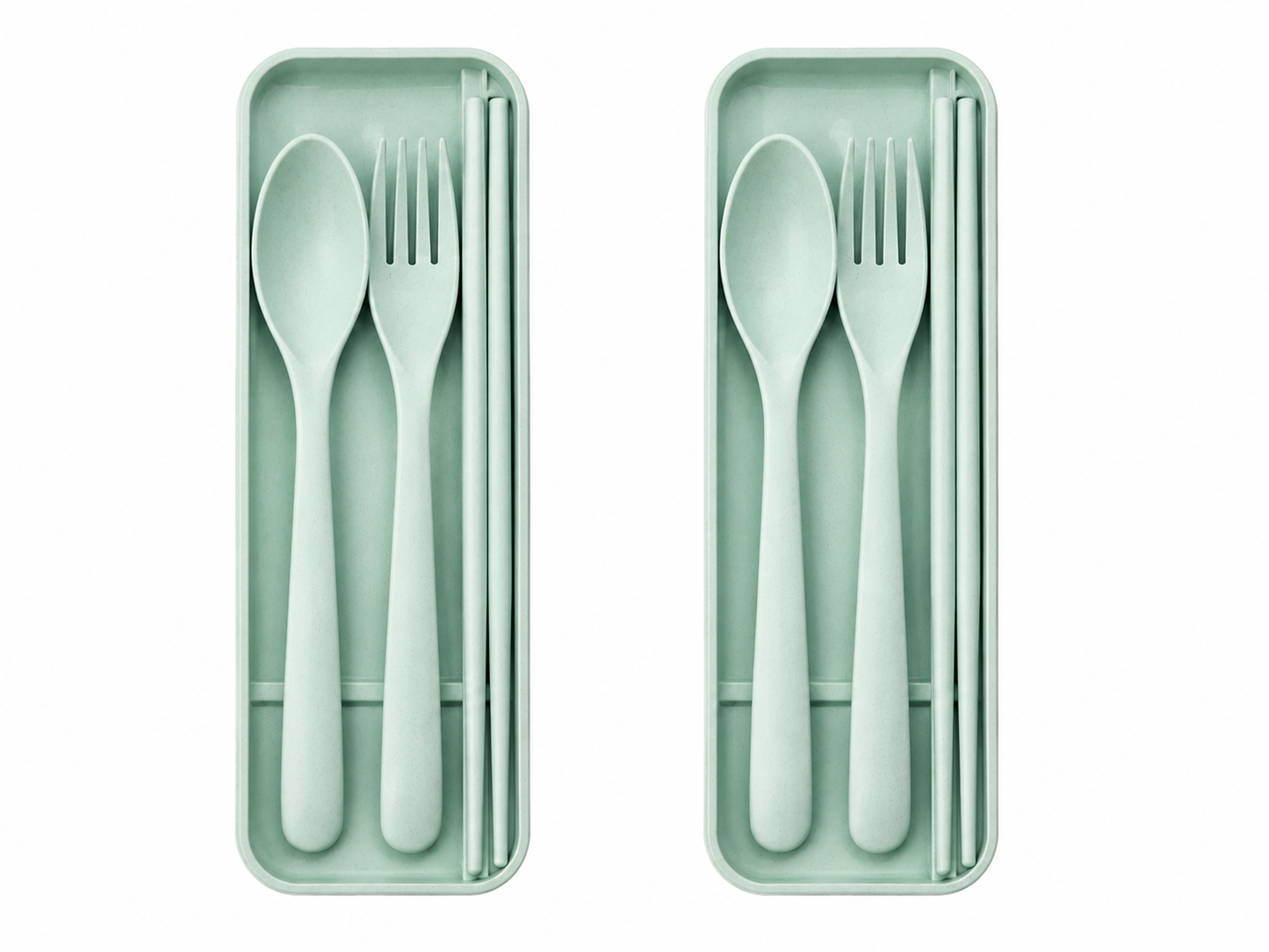 2-Pack Eco-Friendly Wheat Straw Portable Utensil Set – Compact Travel Cutlery Kit