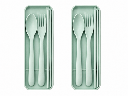 2-Pack Eco-Friendly Wheat Straw Portable Utensil Set – Compact Travel Cutlery Kit