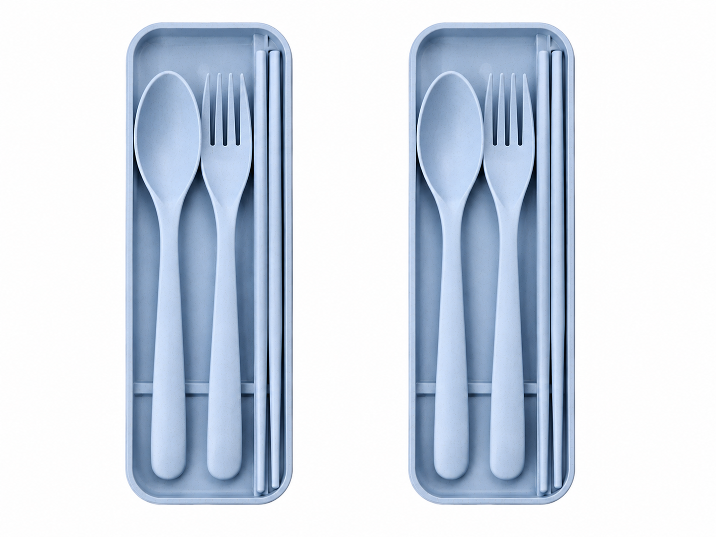 2-Pack Eco-Friendly Wheat Straw Portable Utensil Set – Compact Travel Cutlery Kit