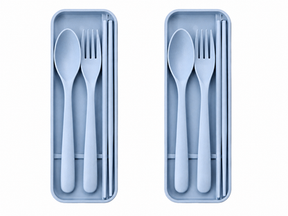 2-Pack Eco-Friendly Wheat Straw Portable Utensil Set – Compact Travel Cutlery Kit