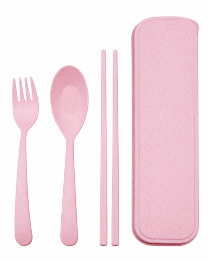 2-Pack Eco-Friendly Wheat Straw Portable Utensil Set – Compact Travel Cutlery Kit