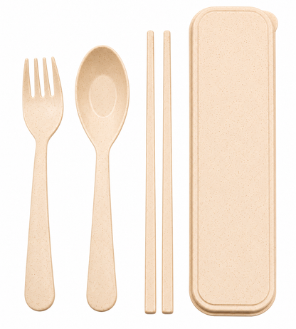2-Pack Eco-Friendly Wheat Straw Portable Utensil Set – Compact Travel Cutlery Kit