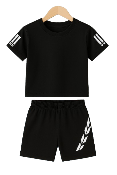 Kids 2-Piece Activewear Sports Set – Short Sleeve Top & Elastic Shorts (4Y–10Y)