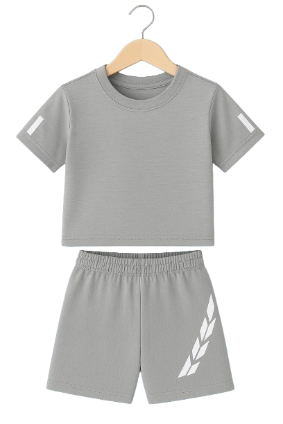 Kids 2-Piece Activewear Sports Set – Short Sleeve Top & Elastic Shorts (4Y–10Y)