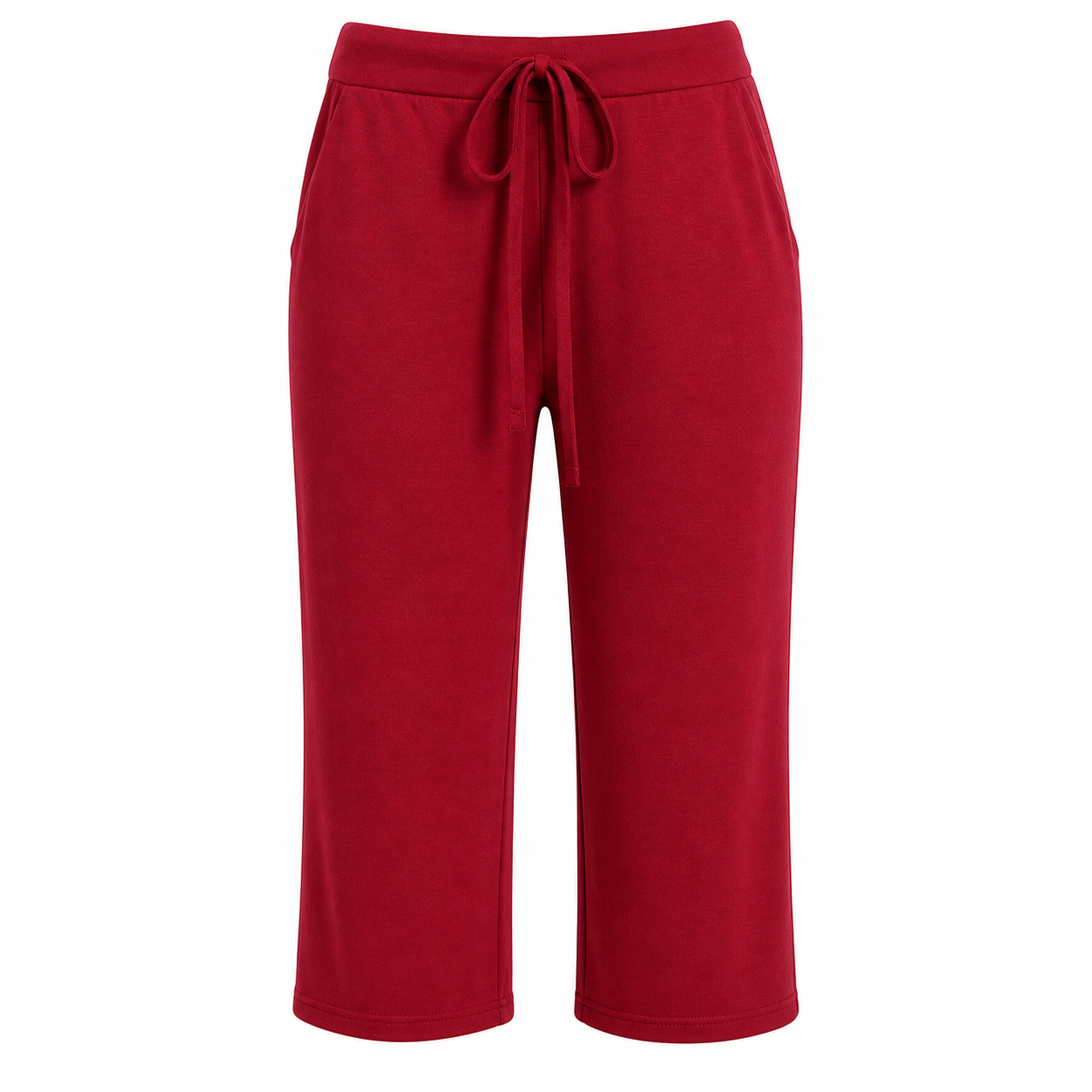 Women’s Solid High-Waisted Drawstring Capri Pants