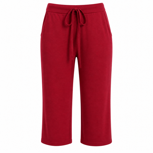 Women’s Solid High-Waisted Drawstring Capri Pants