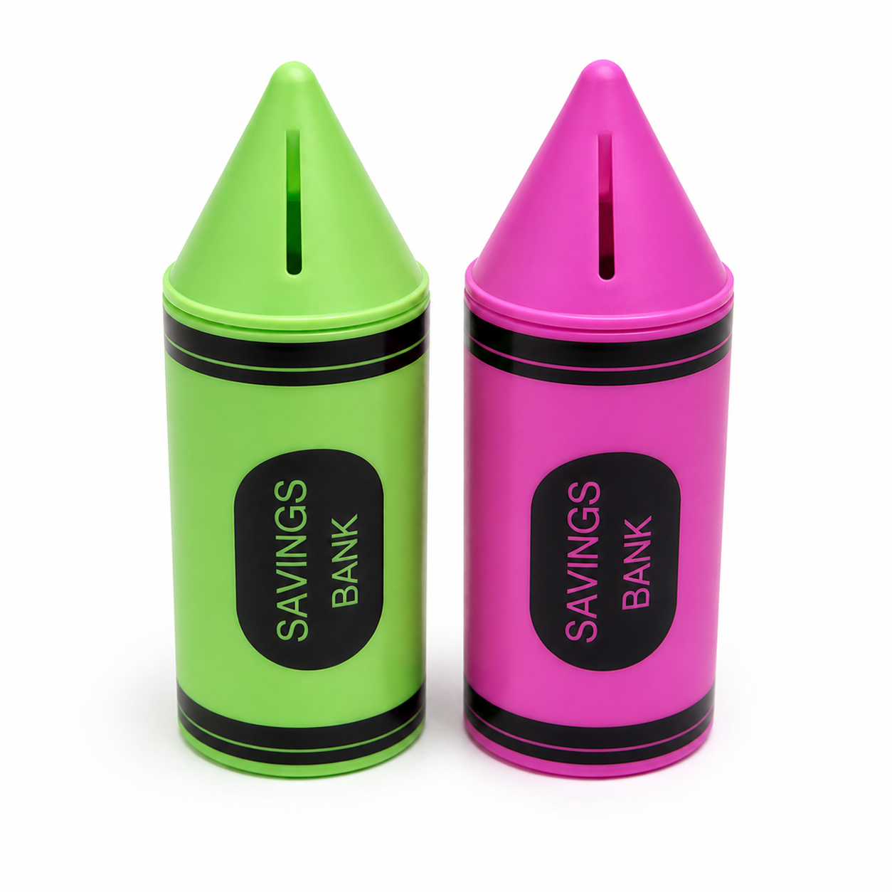 Children’s 6" Crayon Savings Bank – Assorted Colors, 2-Pack