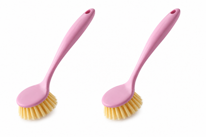 2-Pack Long Handle Kitchen Scrub Brush Non Slip Dish and Pot Cleaning Tool with Soft Bristles for Efficient Cleaning