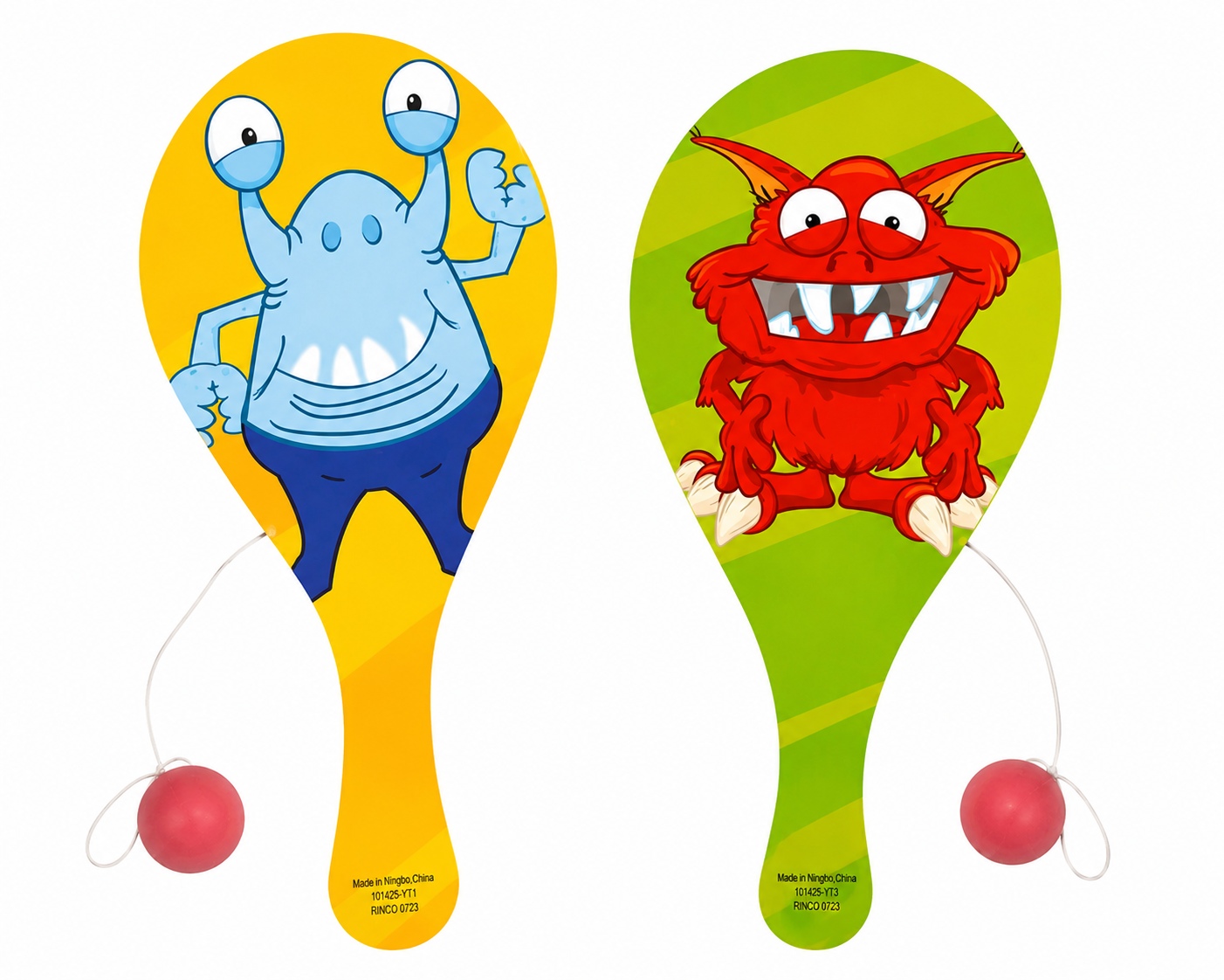 9" Monster Character Paddle Ball Toy Set – 2 Pack
