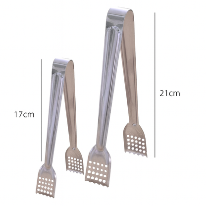 Safe Haven & CO 2-Pack Stainless Steel Anti-Scalding Food Tongs (1 Small, 1 Large)
