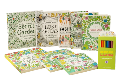 Zen Mandala & Mondo LLAMA Creative Escape Art Pack – 7 Coloring Books + Pencil Set