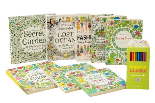 Zen Mandala & Mondo LLAMA Creative Escape Art Pack – 7 Coloring Books + Pencil Set