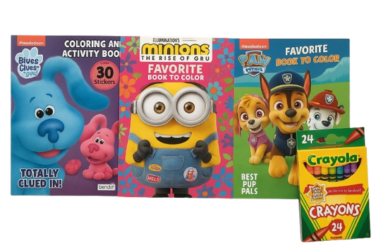 Kids’ Coloring Book & Crayon Activity Bundle (3 Books + 24ct Crayons)