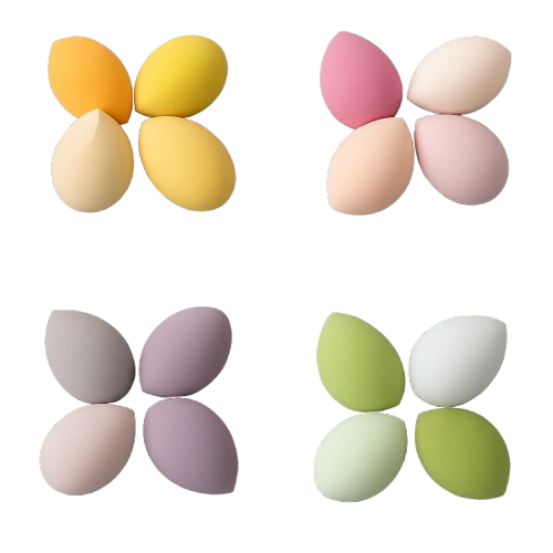 Multi-purpose Blending Sponges Teardrop Shape Latex-Free Smooth Blending Assorted Colors 4-Piece Set