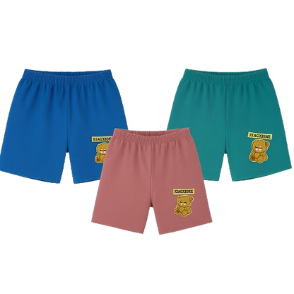 Children’s Cotton Shorts with Teddy Bear Patch 3-Pack