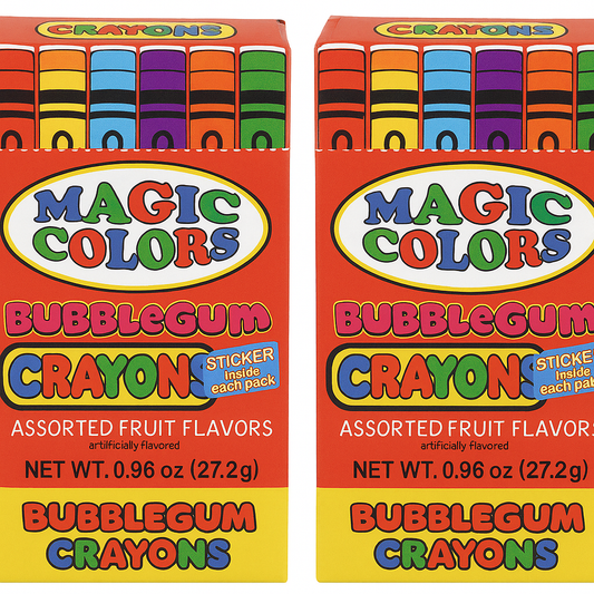Magic Colors Bubble Gum Crayons Assorted Fruit Flavors (10 Count Box) - 2 Pack