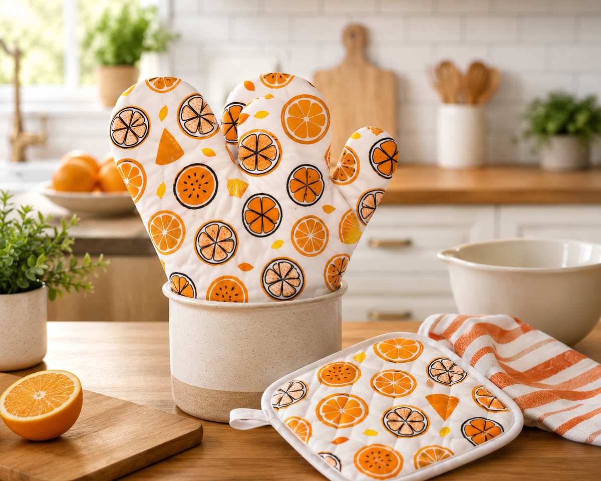 Heat-Resistant Cotton Oven Mittens Set