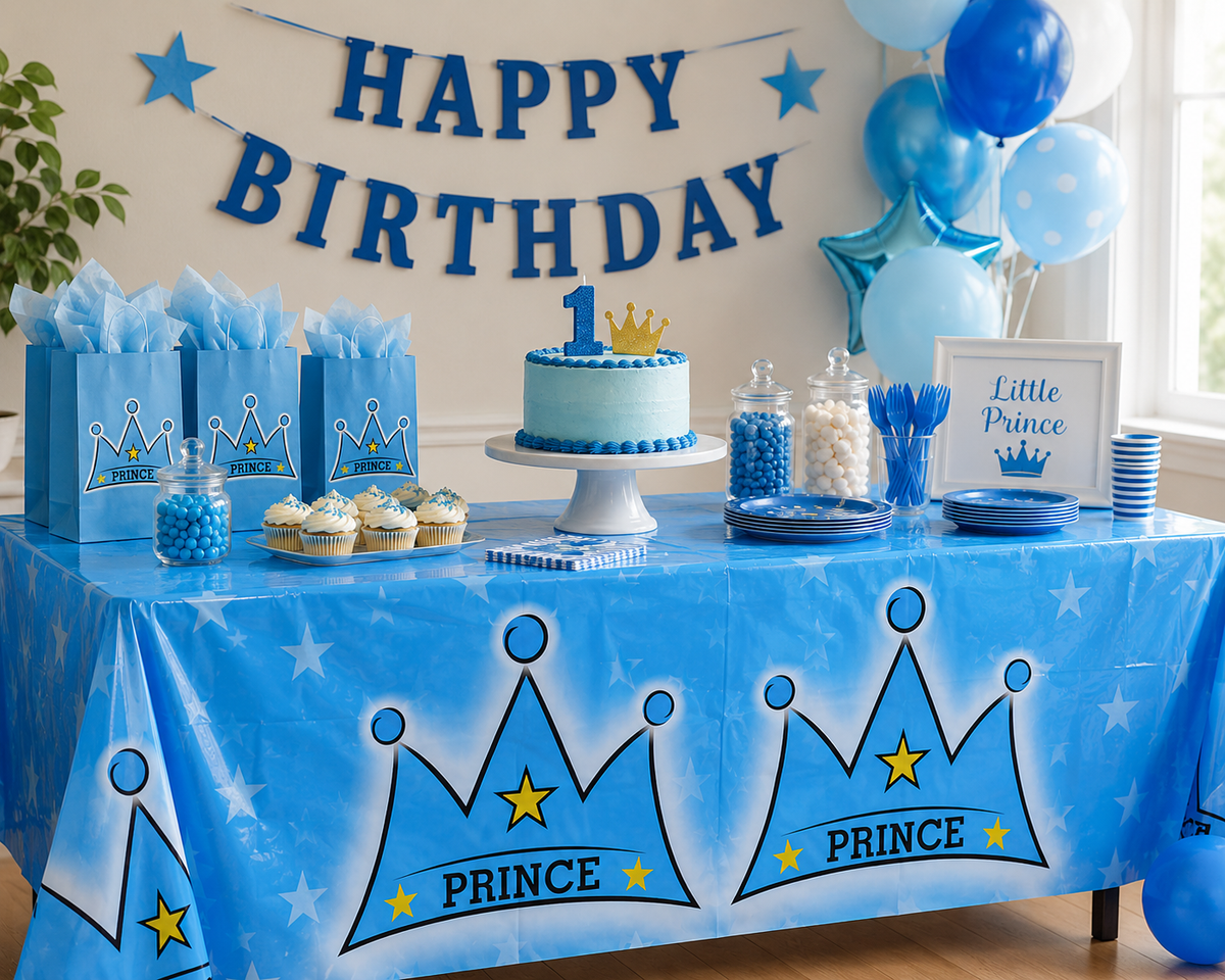 Disposable Plastic Party Tablecloth – Prince, Princess, Baby Shower Designs Designs